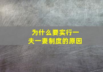 为什么要实行一夫一妻制度的原因