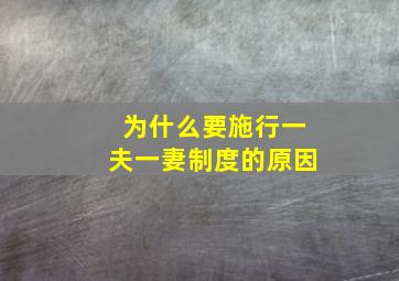 为什么要施行一夫一妻制度的原因