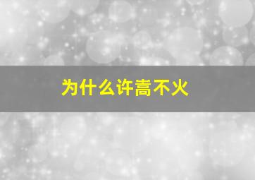 为什么许嵩不火