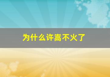 为什么许嵩不火了