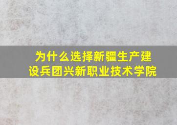 为什么选择新疆生产建设兵团兴新职业技术学院