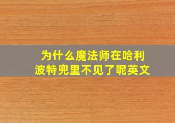 为什么魔法师在哈利波特兜里不见了呢英文