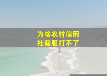 为啥农村信用社客服打不了