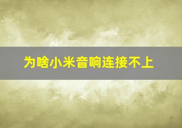 为啥小米音响连接不上