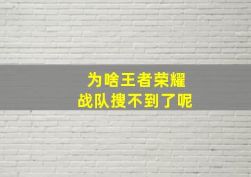 为啥王者荣耀战队搜不到了呢