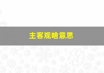 主客观啥意思