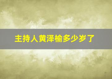 主持人黄泽榆多少岁了