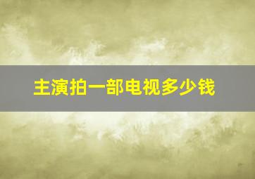 主演拍一部电视多少钱