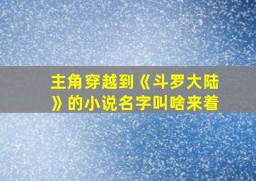 主角穿越到《斗罗大陆》的小说名字叫啥来着