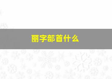 丽字部首什么