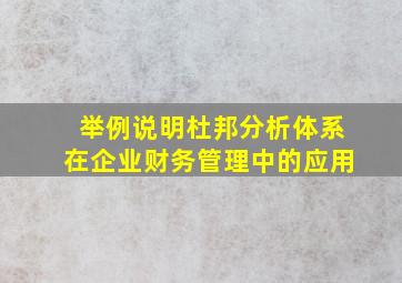 举例说明杜邦分析体系在企业财务管理中的应用