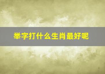 举字打什么生肖最好呢