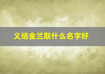 义结金兰取什么名字好