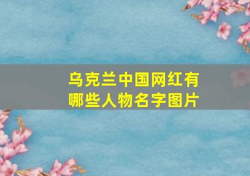 乌克兰中国网红有哪些人物名字图片