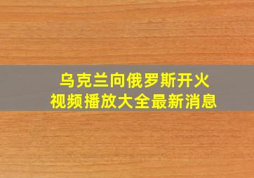 乌克兰向俄罗斯开火视频播放大全最新消息