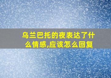 乌兰巴托的夜表达了什么情感,应该怎么回复