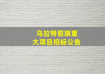 乌拉特前旗重大项目招标公告