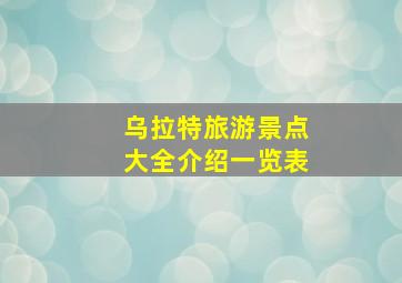 乌拉特旅游景点大全介绍一览表