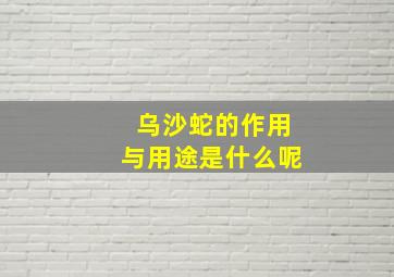 乌沙蛇的作用与用途是什么呢