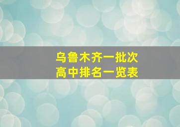 乌鲁木齐一批次高中排名一览表