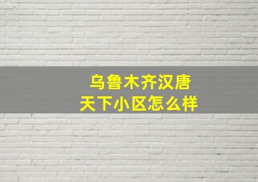 乌鲁木齐汉唐天下小区怎么样