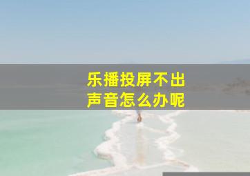 乐播投屏不出声音怎么办呢