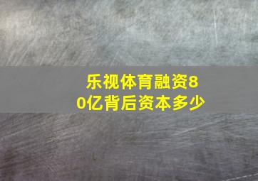 乐视体育融资80亿背后资本多少