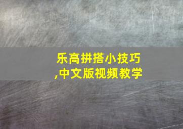 乐高拼搭小技巧,中文版视频教学