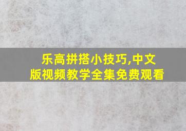 乐高拼搭小技巧,中文版视频教学全集免费观看