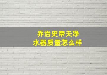 乔治史帝夫净水器质量怎么样