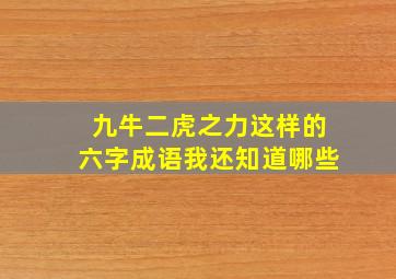 九牛二虎之力这样的六字成语我还知道哪些