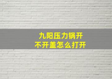 九阳压力锅开不开盖怎么打开