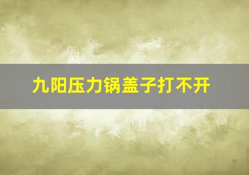 九阳压力锅盖子打不开