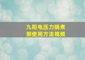 九阳电压力锅煮粥使用方法视频