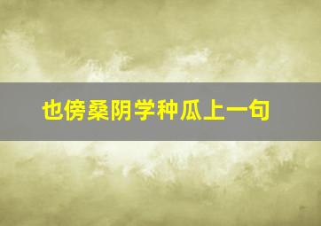 也傍桑阴学种瓜上一句