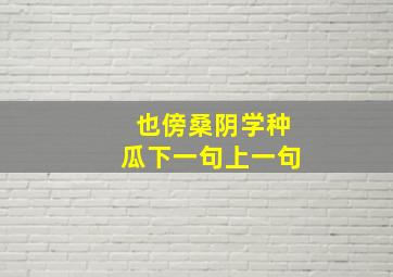 也傍桑阴学种瓜下一句上一句