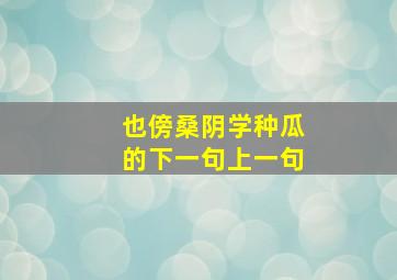 也傍桑阴学种瓜的下一句上一句