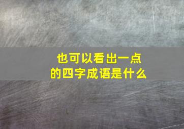 也可以看出一点的四字成语是什么