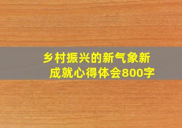 乡村振兴的新气象新成就心得体会800字