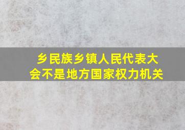 乡民族乡镇人民代表大会不是地方国家权力机关