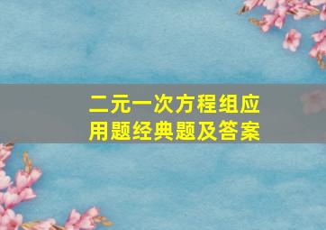 二元一次方程组应用题经典题及答案