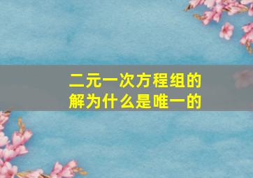 二元一次方程组的解为什么是唯一的