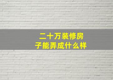 二十万装修房子能弄成什么样