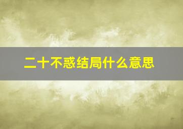 二十不惑结局什么意思