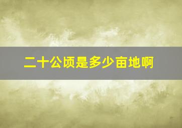 二十公顷是多少亩地啊