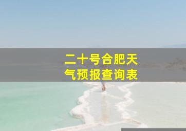 二十号合肥天气预报查询表