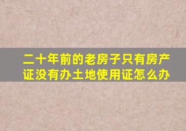 二十年前的老房子只有房产证没有办土地使用证怎么办