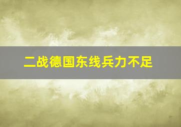 二战德国东线兵力不足