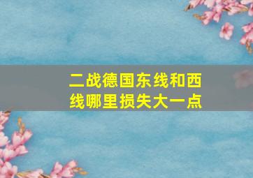 二战德国东线和西线哪里损失大一点