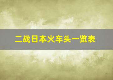 二战日本火车头一览表